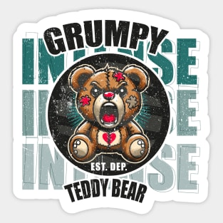 Grumpy Teddy Bear cartoon, Art Illustration Sticker